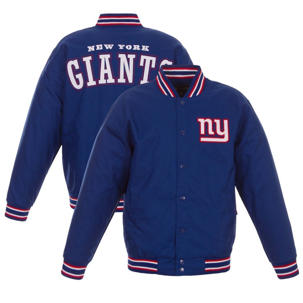 Men's Mens New York Giants Full-Snap Poly Twill Varsity Jacket  Large 2X XL NWT